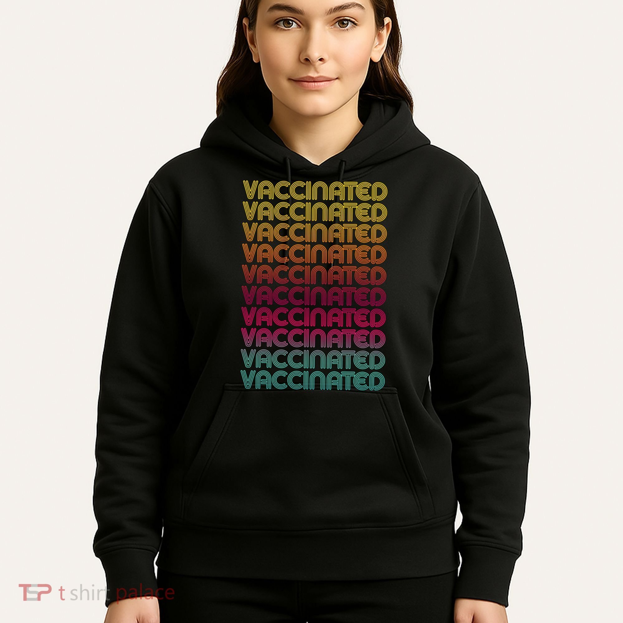 Retro Style Rainbow Vaccinated Hoodie