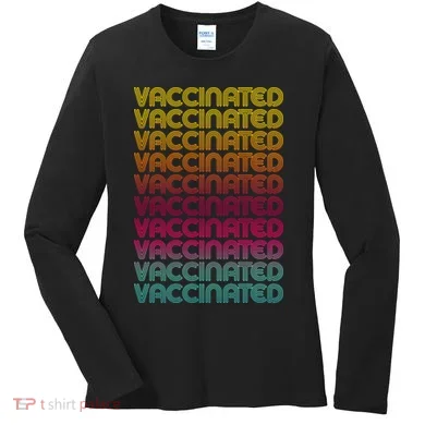 Retro Style Rainbow Vaccinated Women's Long Sleeve Shirt