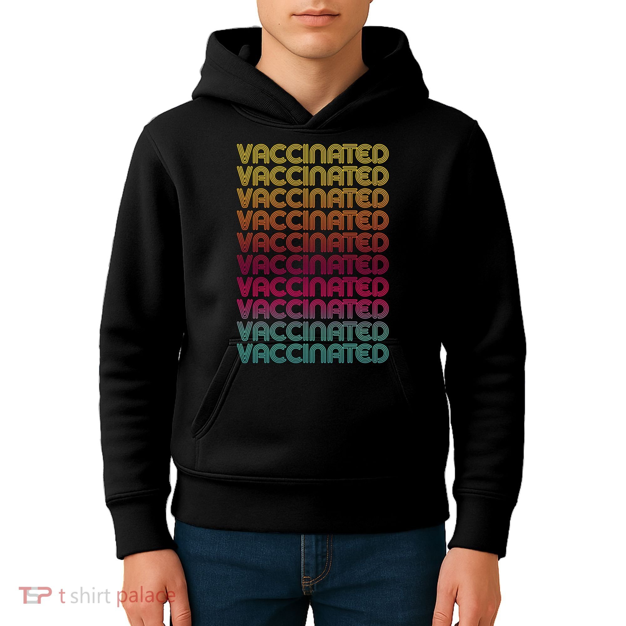 Retro Style Rainbow Vaccinated Kids Hoodie
