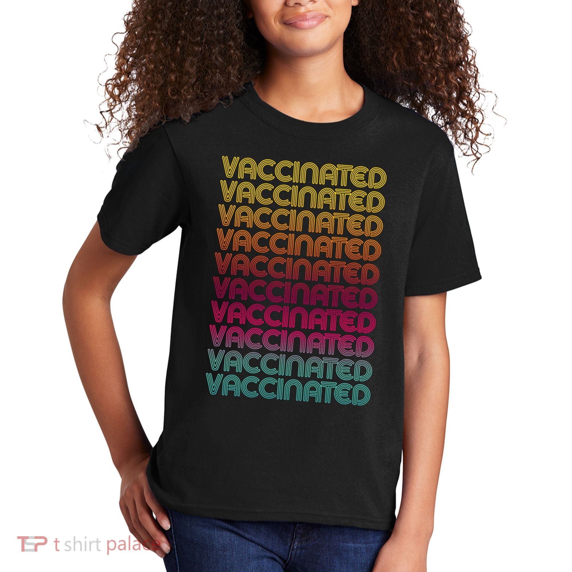 Retro Style Rainbow Vaccinated Kids T-Shirt