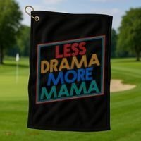 Retro Styled Less Drama More Mama Golf Towel thumb 1