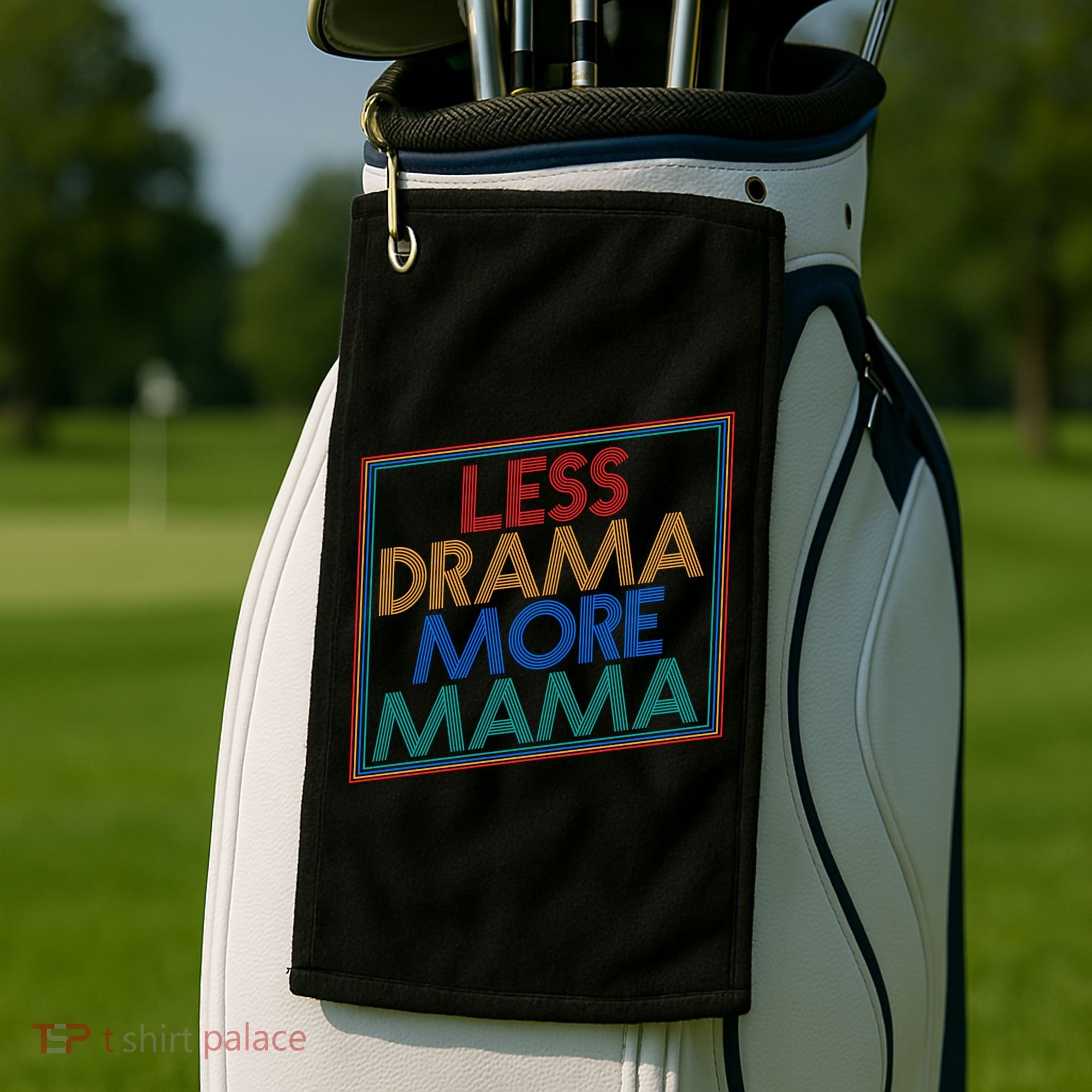 Retro Styled Less Drama More Mama Golf Towel