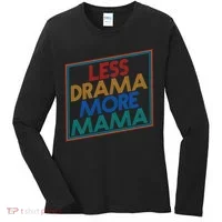 Retro Styled Less Drama More Mama Women's Long Sleeve Shirt thumb 0