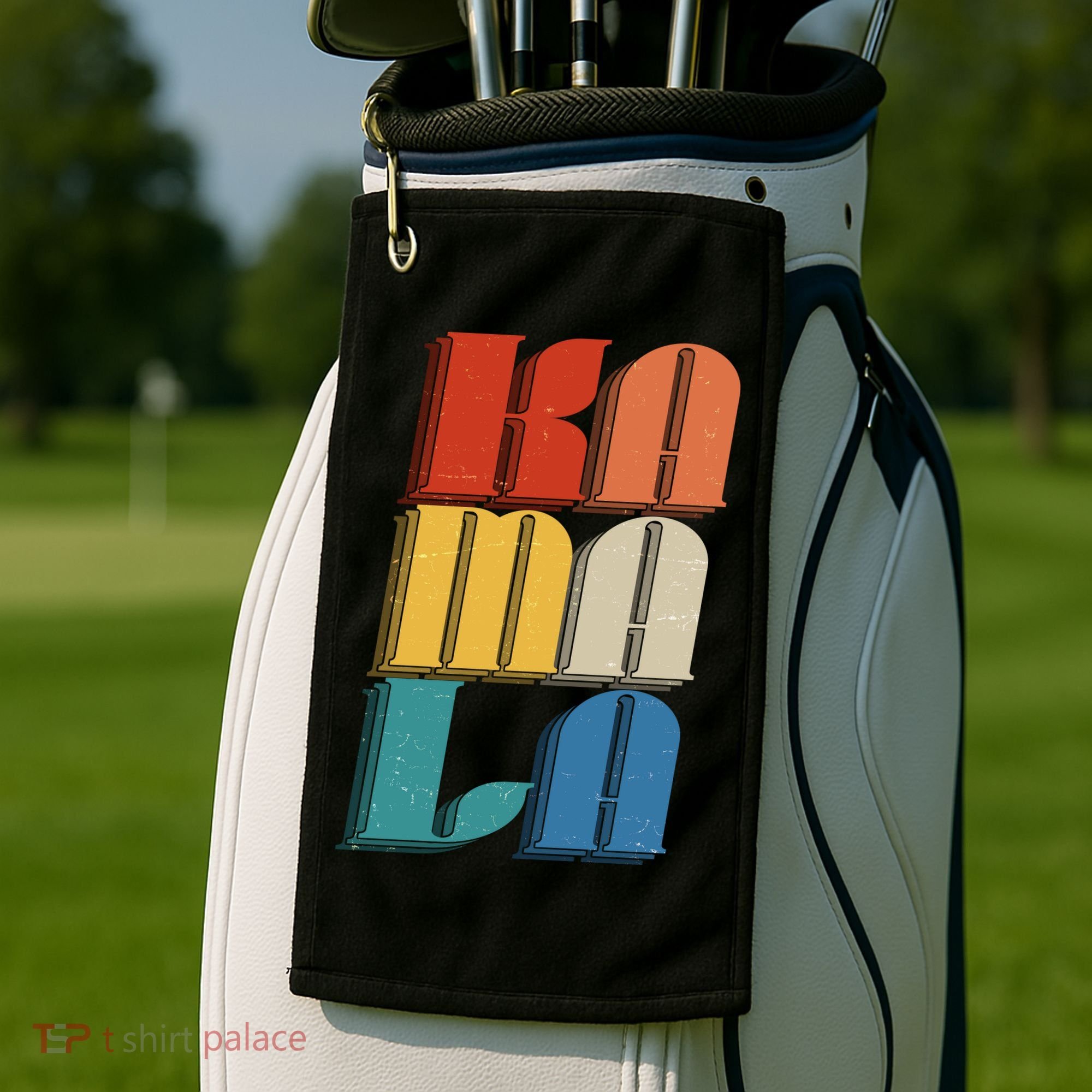 Retro Styled Text Kamala Harris Golf Towel