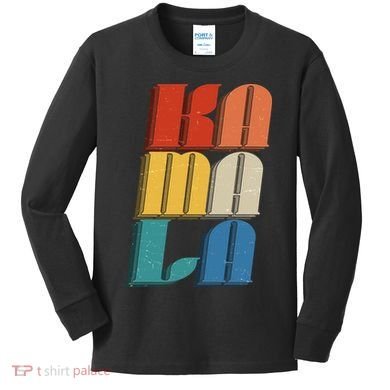 Retro Styled Text Kamala Harris Kids Long Sleeve Shirt