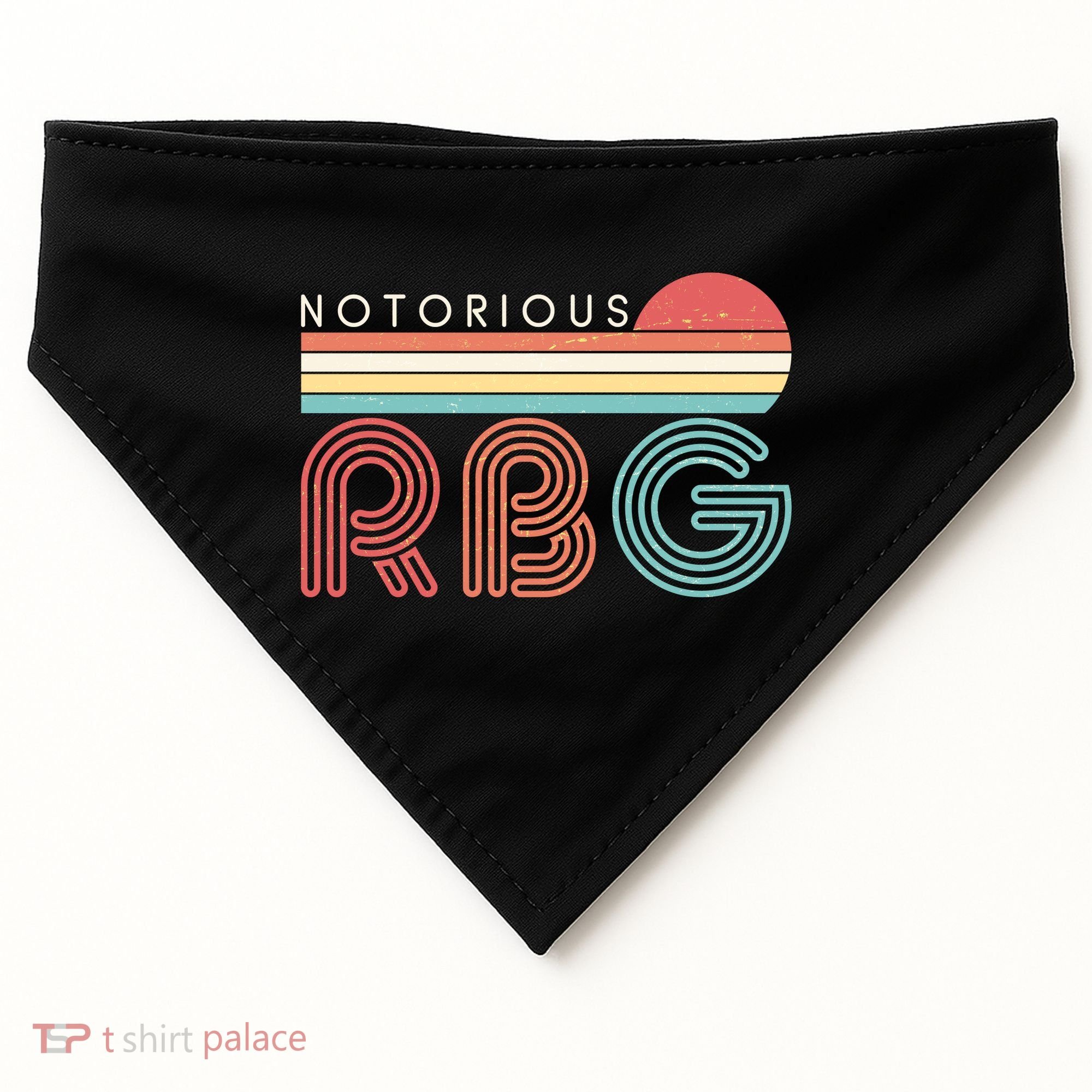 Retro Sun Notorious RBG Ruth Bader Ginsburg Tribute USA-Made Doggie Bandana