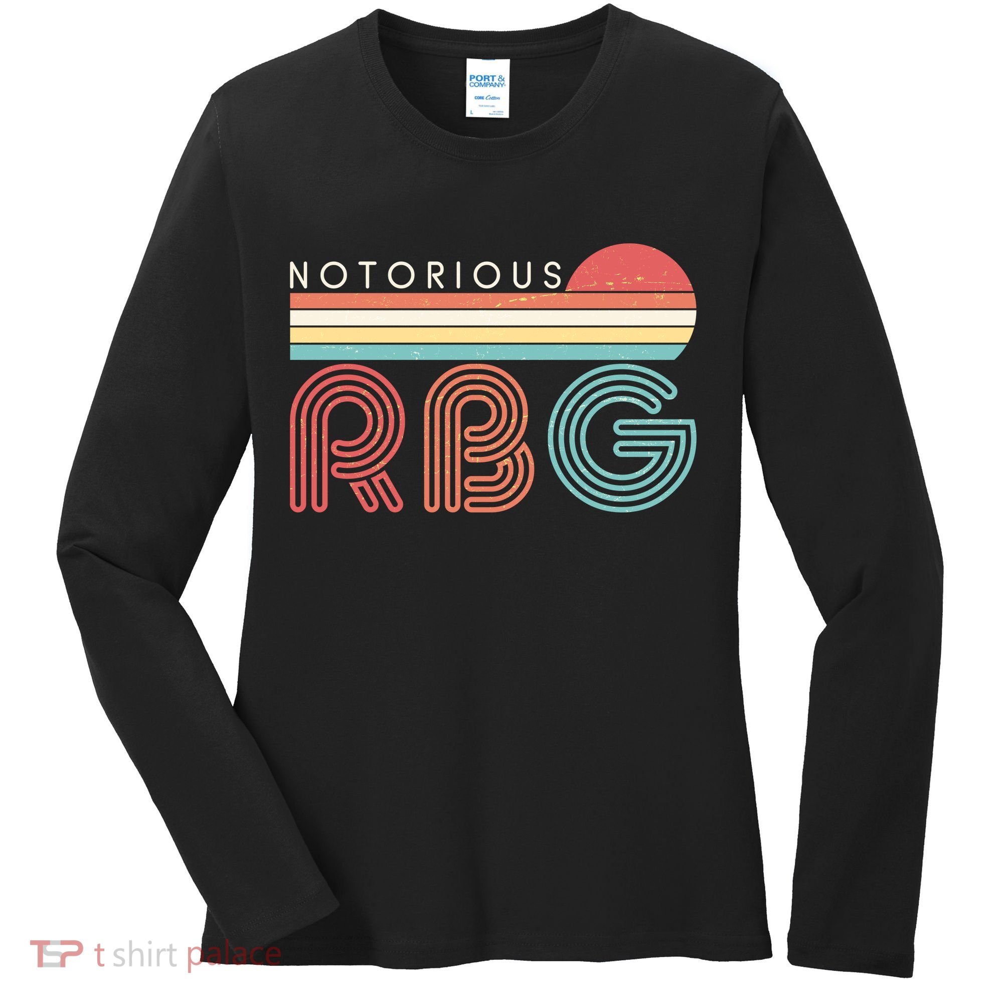 Retro Sun Notorious RBG Ruth Bader Ginsburg Tribute Women's Long Sleeve Shirt