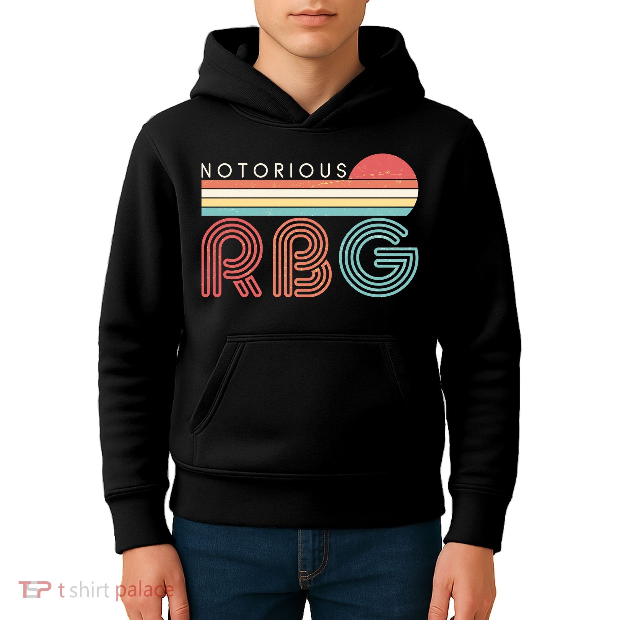 Retro Sun Notorious RBG Ruth Bader Ginsburg Tribute Kids Hoodie