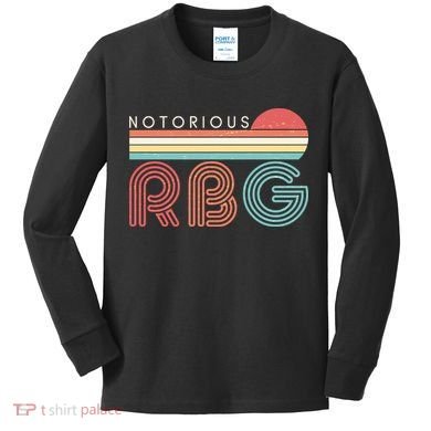 Retro Sun Notorious RBG Ruth Bader Ginsburg Tribute Kids Long Sleeve Shirt