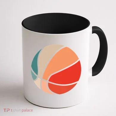 Retro Sunset Basketball Coffee Mug back