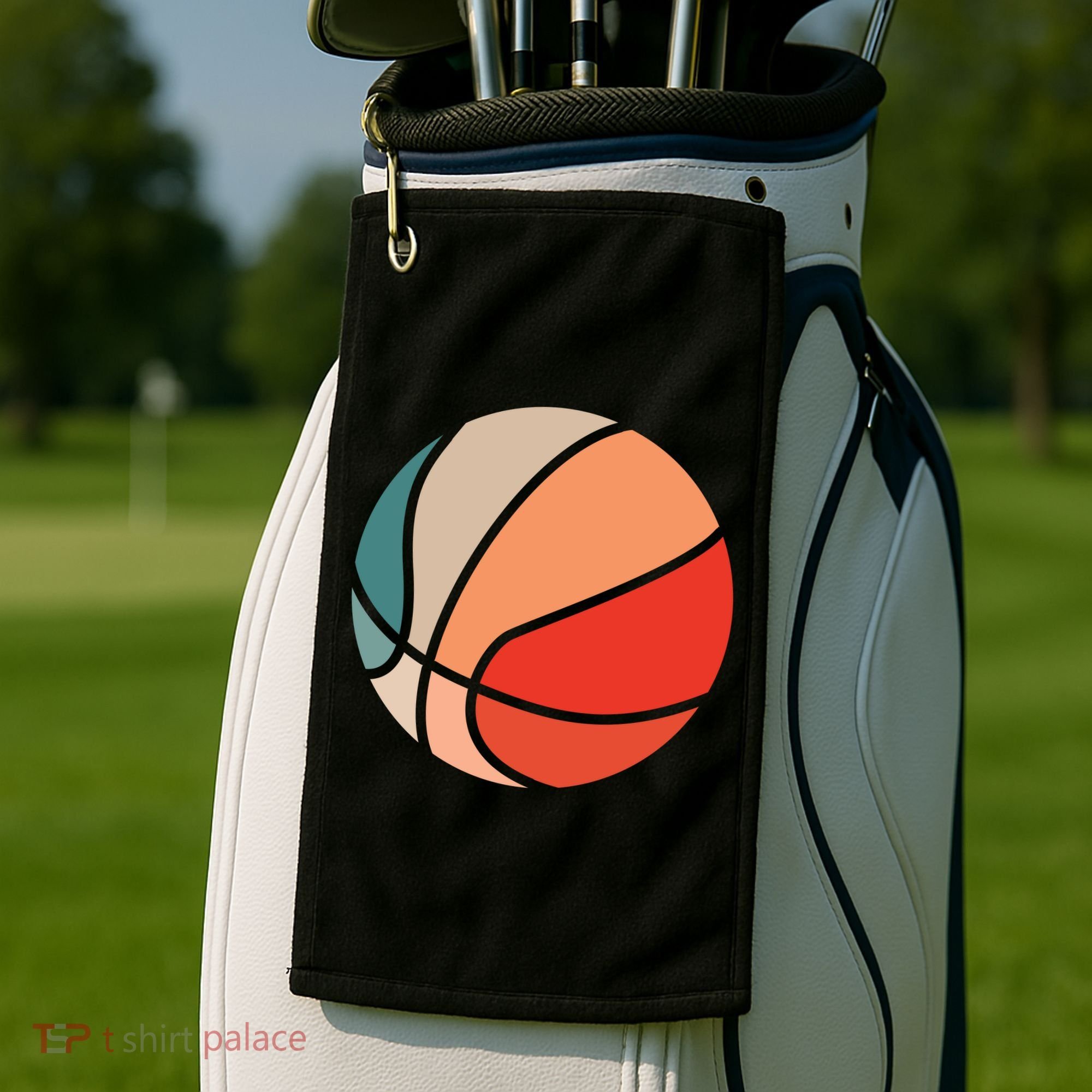 Retro Sunset Basketball Golf Towel