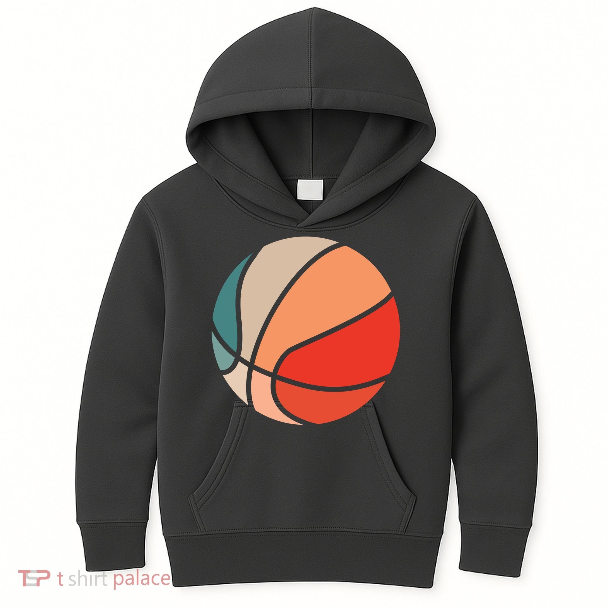 Retro Sunset Basketball Kids Hoodie