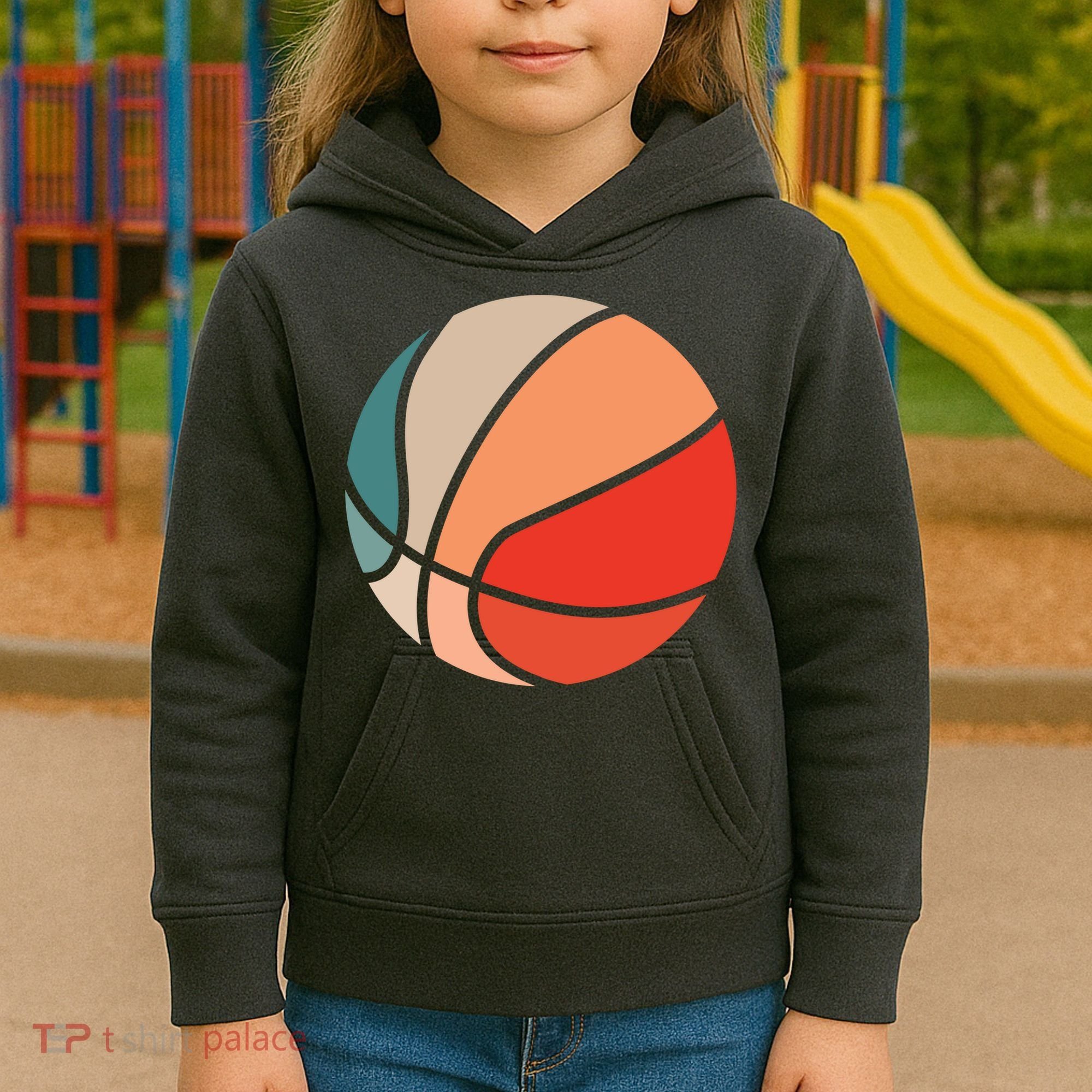 Retro Sunset Basketball Kids Hoodie