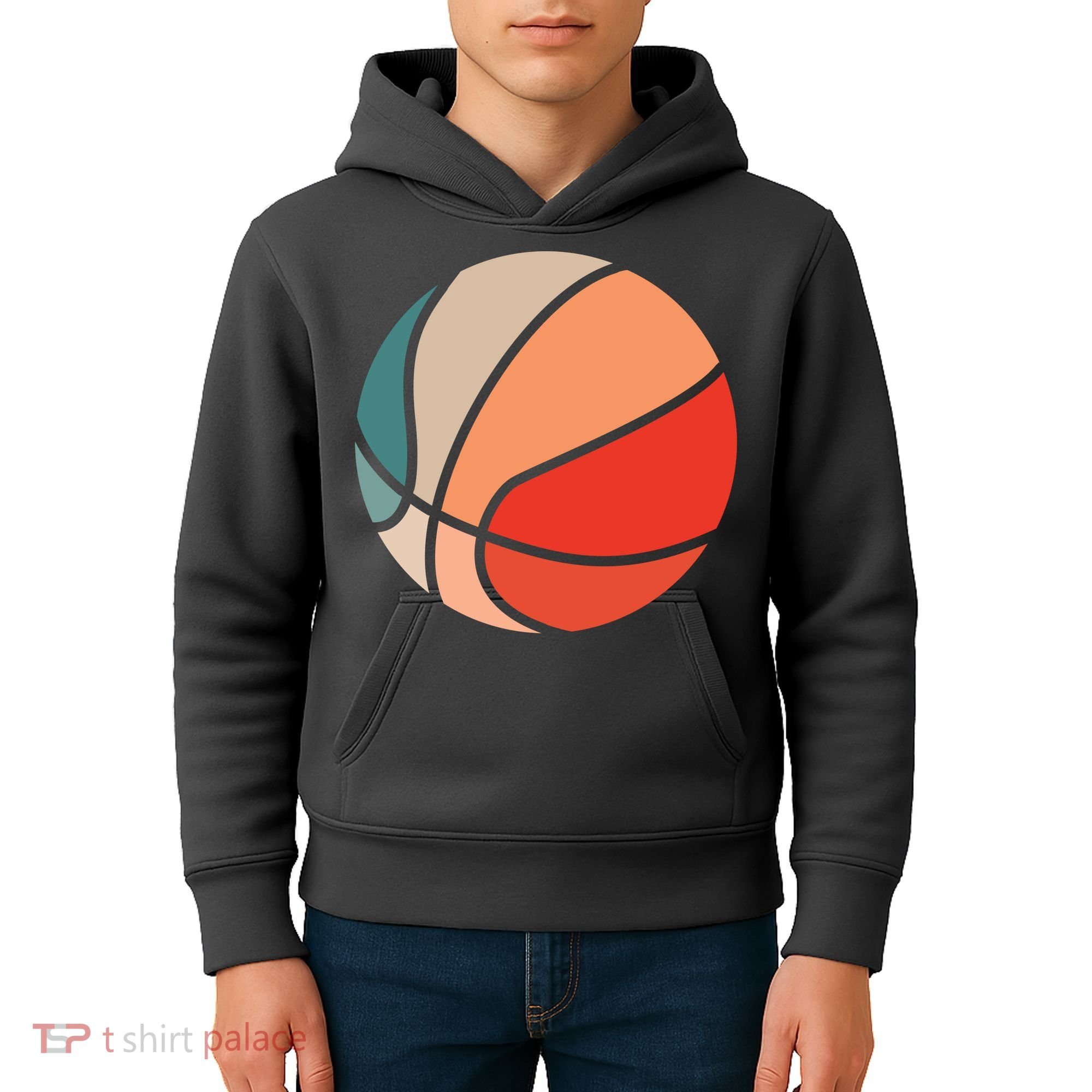 Retro Sunset Basketball Kids Hoodie