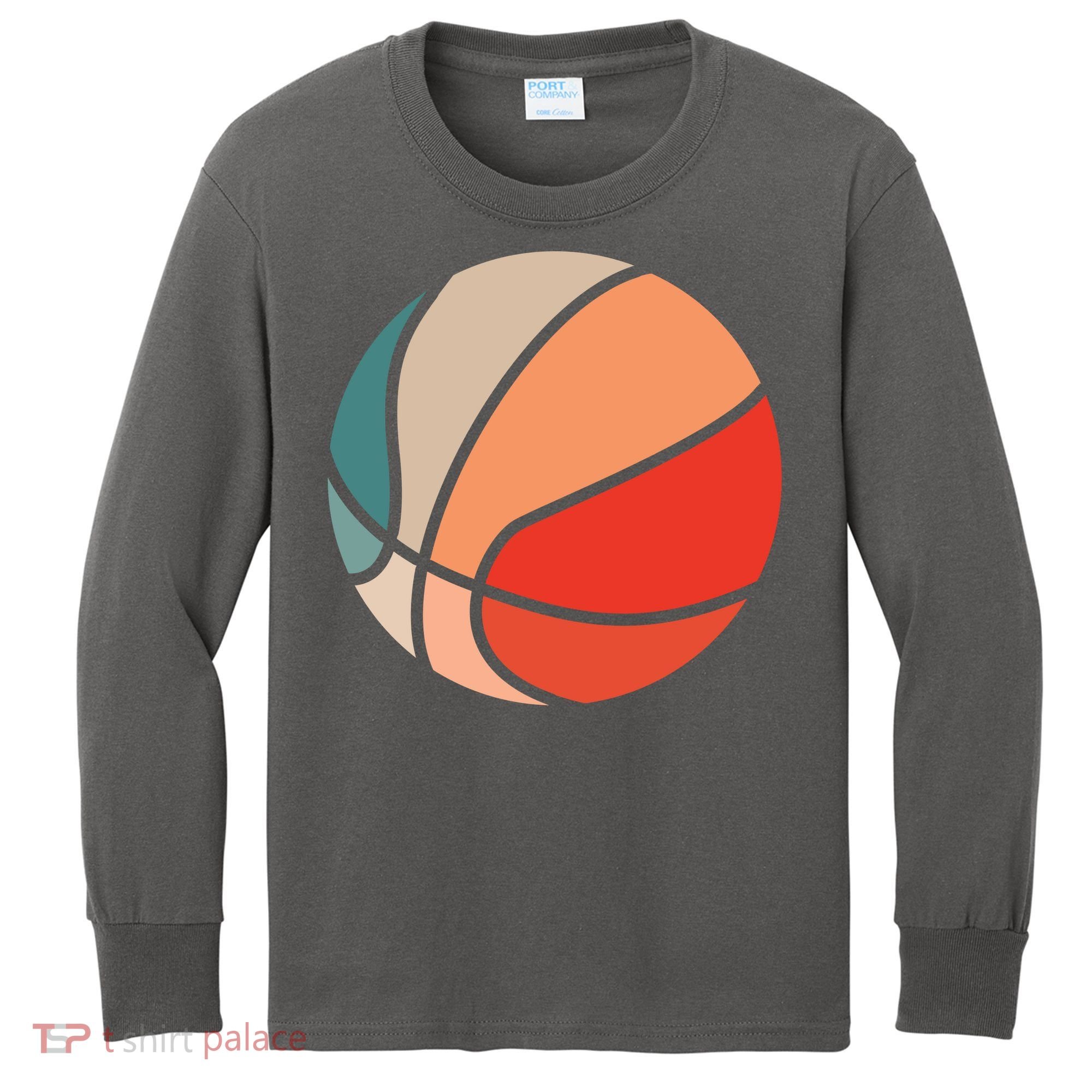 Retro Sunset Basketball Kids Long Sleeve Shirt