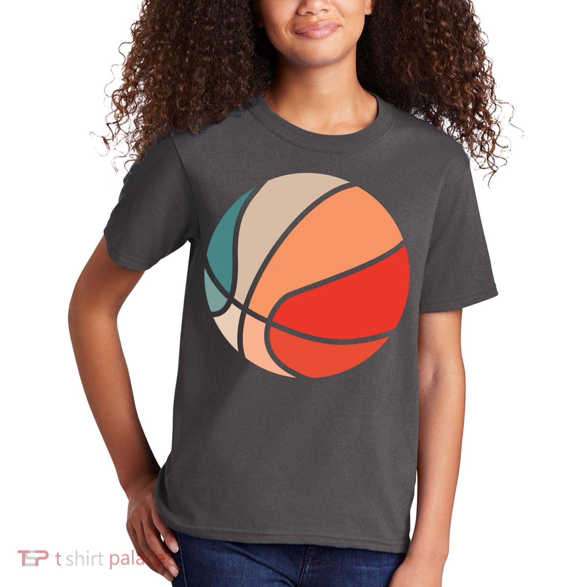 Retro Sunset Basketball Kids T-Shirt
