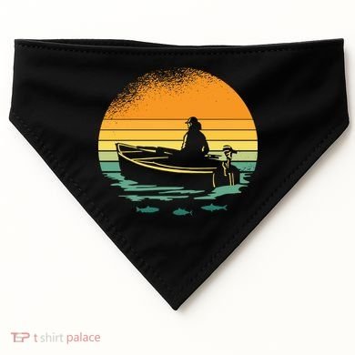 Retro Sunset Boat USA-Made Doggie Bandana