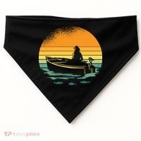 Retro Sunset Boat USA-Made Doggie Bandana thumb 0