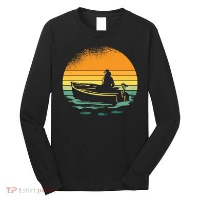 Retro Sunset Boat Long Sleeve Shirt