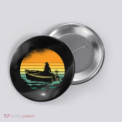 Retro Sunset Boat Button