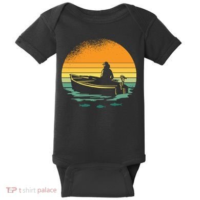 Retro Sunset Boat Baby Bodysuit