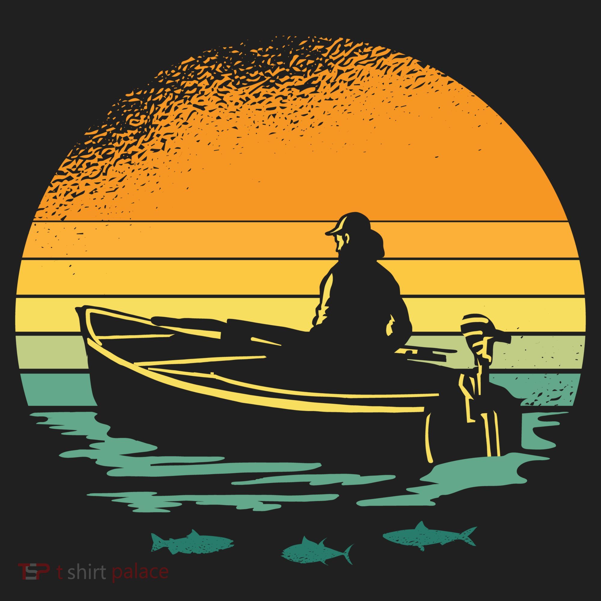 Retro Sunset Boat Golf Towel