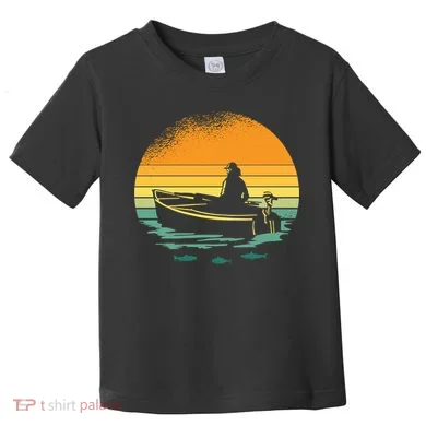 Retro Sunset Boat Toddler T-Shirt