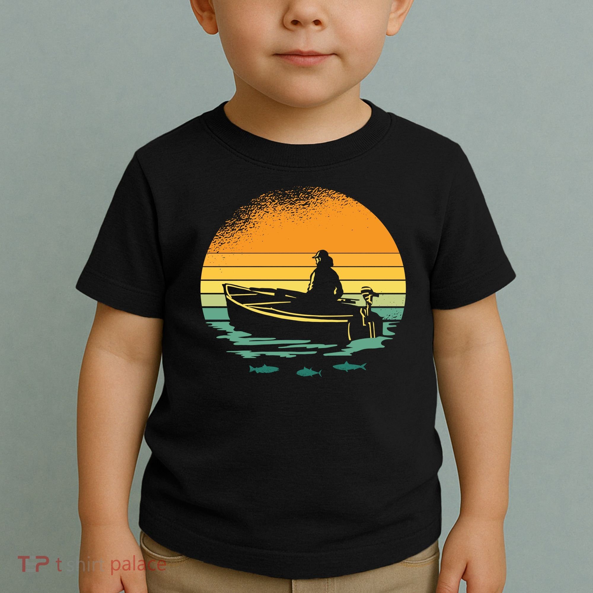 Retro Sunset Boat Toddler T-Shirt