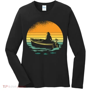 Retro Sunset Boat Women's Long Sleeve Shirt