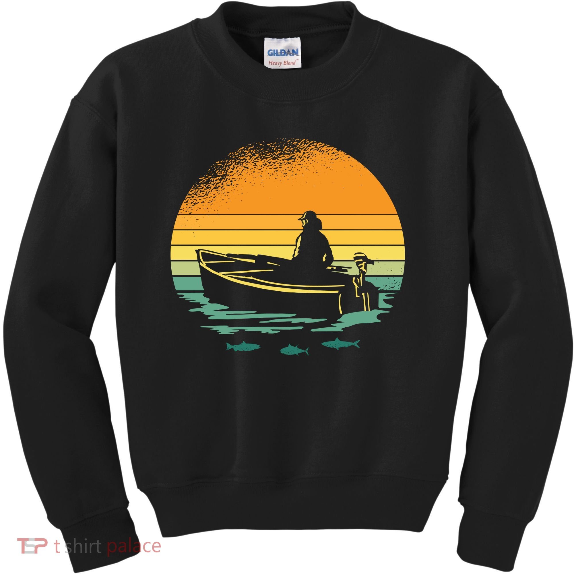 Retro Sunset Boat Kids Sweatshirt