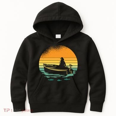 Retro Sunset Boat Kids Hoodie