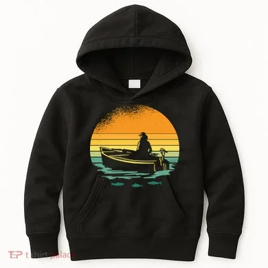 Retro Sunset Boat Kids Hoodie