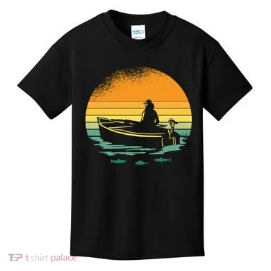 Retro Sunset Boat Kids T-Shirt