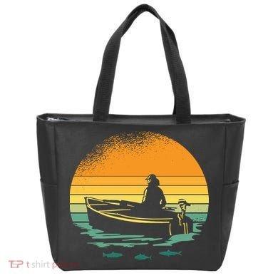 Retro Sunset Boat Tote Bag