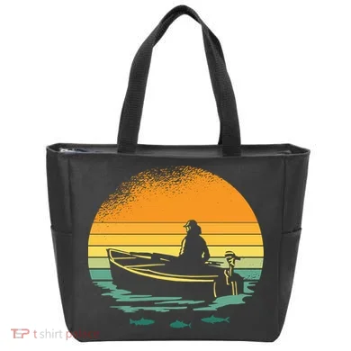 Retro Sunset Boat Tote Bag