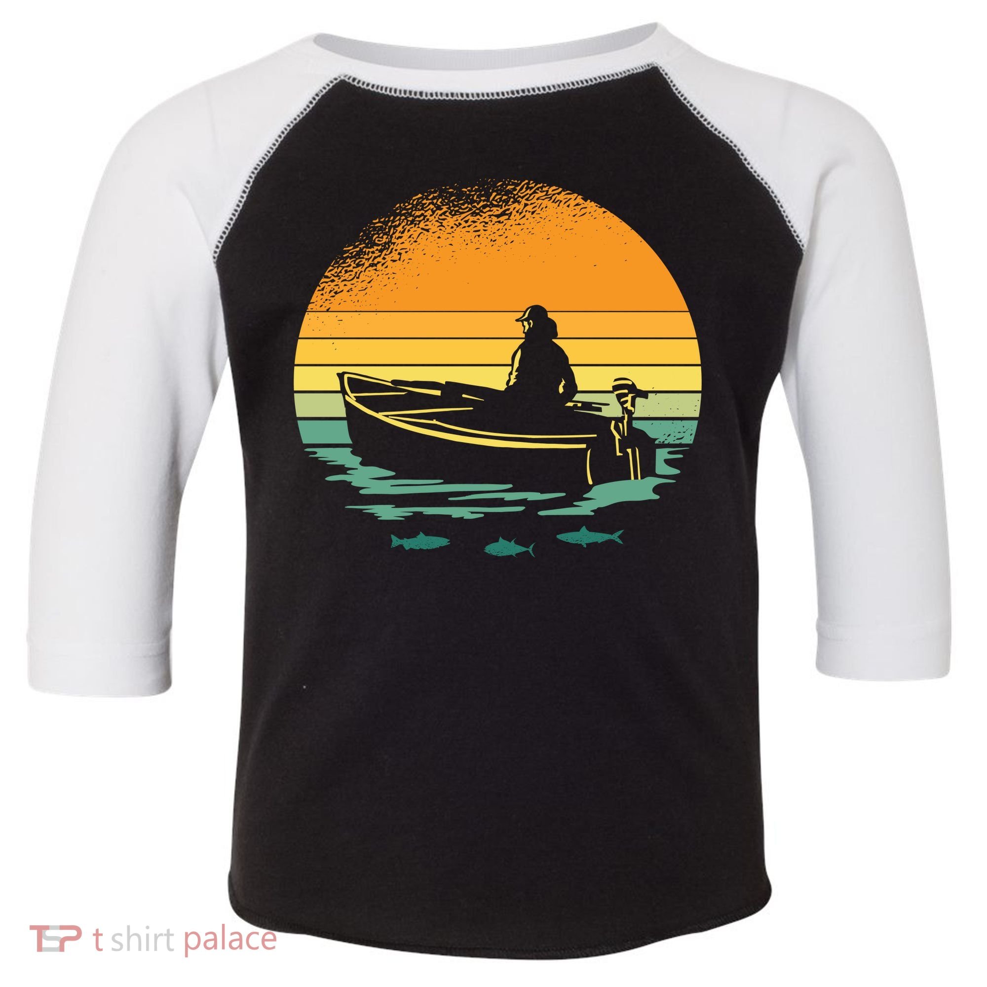 Retro Sunset Boat Toddler Fine Jersey T-Shirt