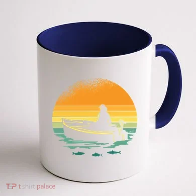 Retro Sunset Boat Coffee Mug back