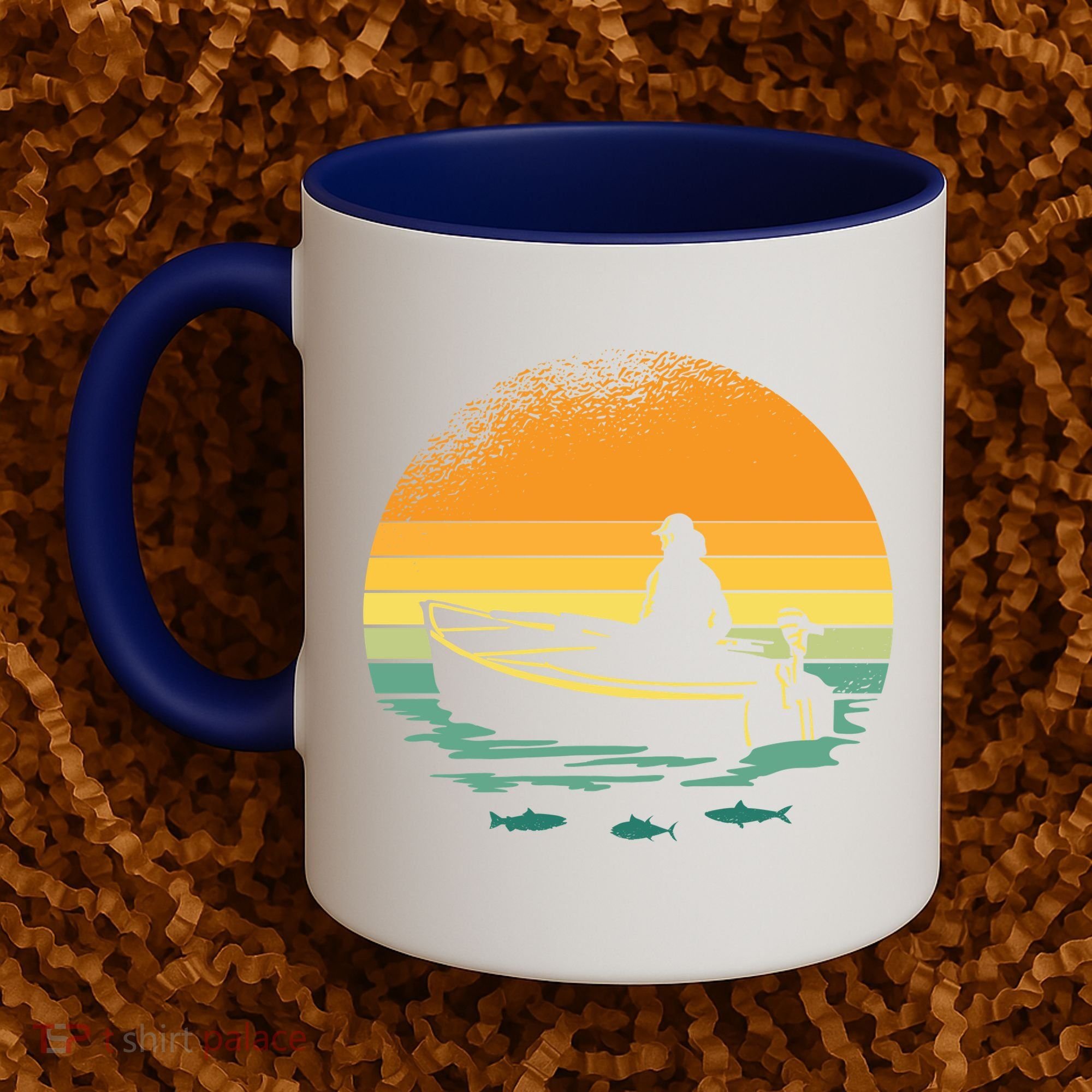 Retro Sunset Boat Coffee Mug