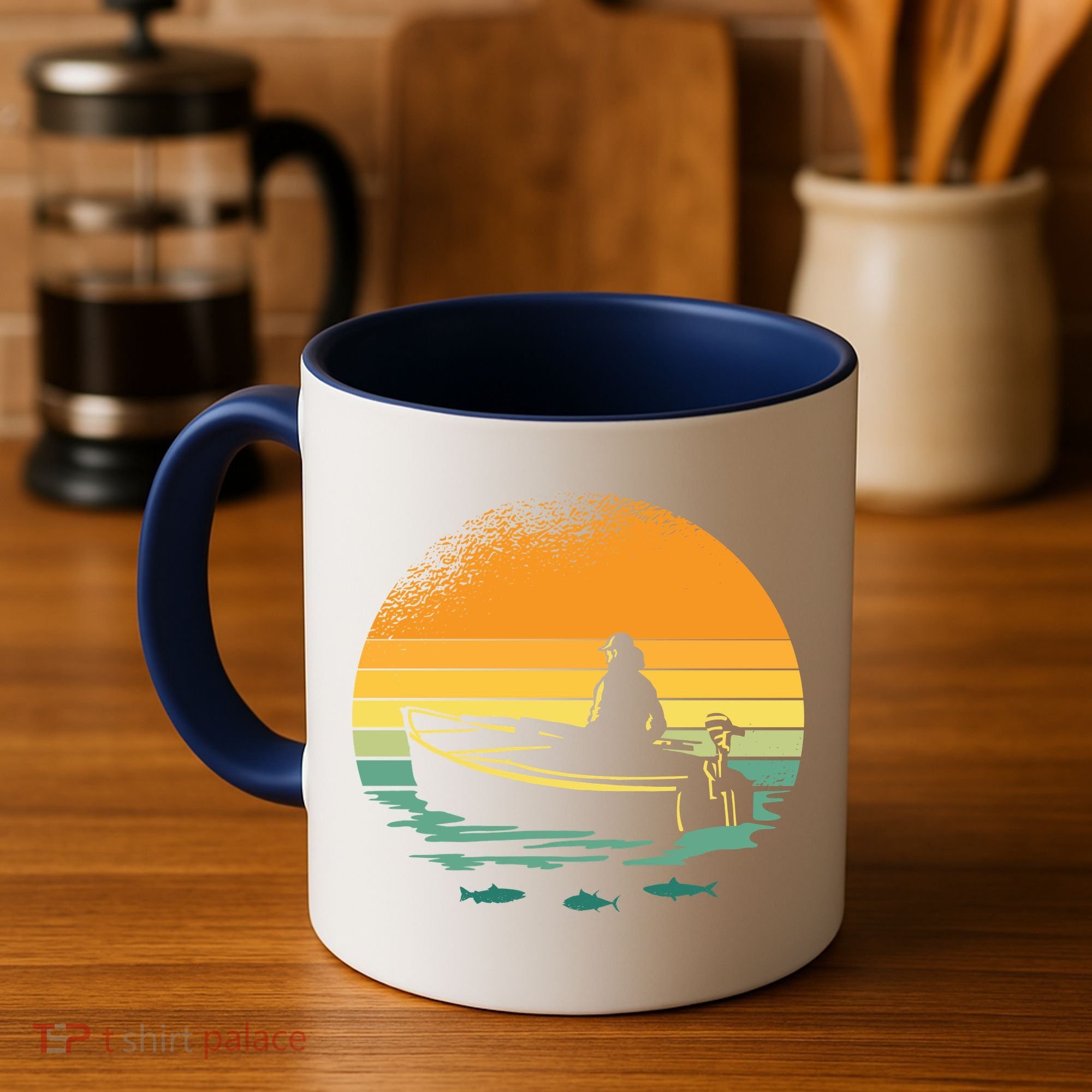 Retro Sunset Boat Coffee Mug