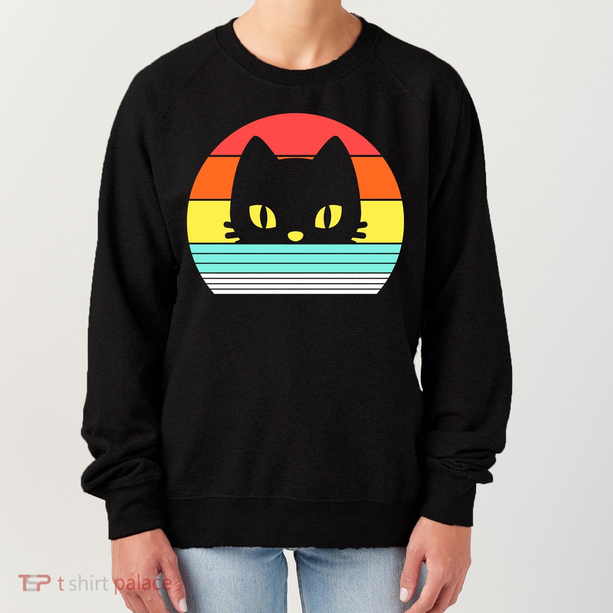 Retro Sunset Cat Women's Sweatshirt