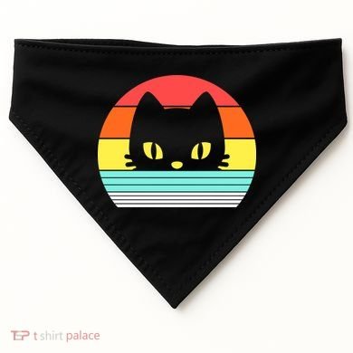 Retro Sunset Cat USA-Made Doggie Bandana