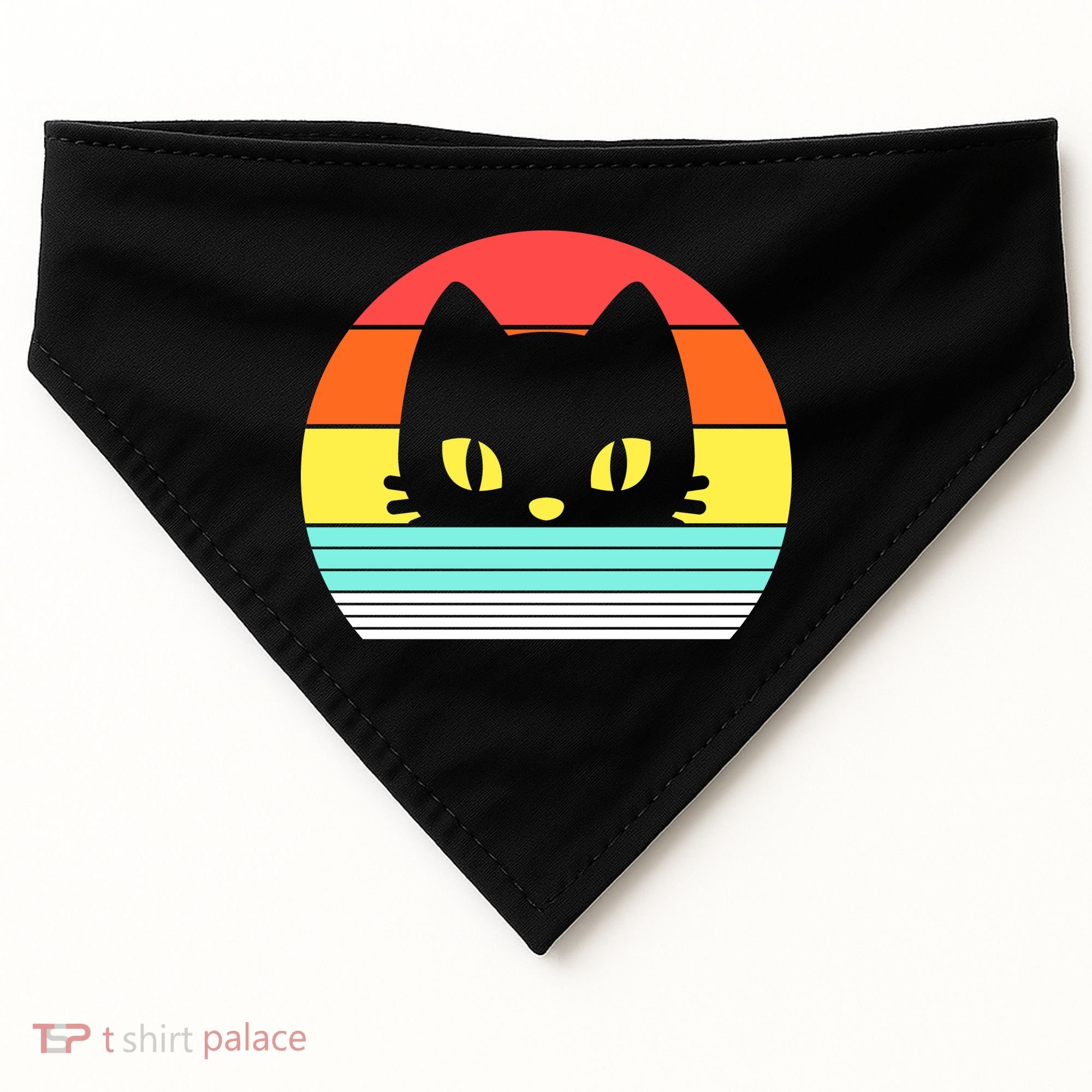 Retro Sunset Cat USA-Made Doggie Bandana