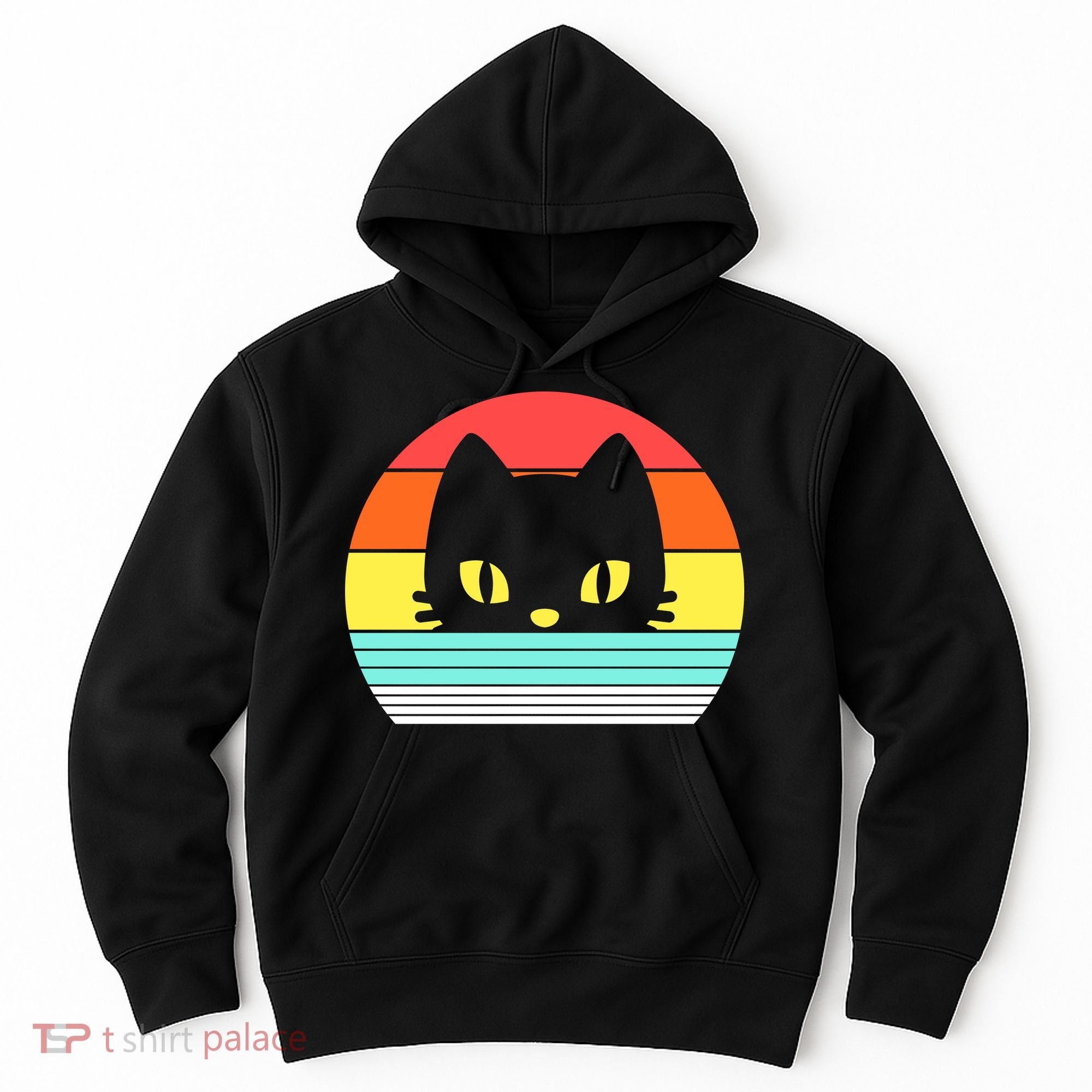 Retro Sunset Cat Hoodie
