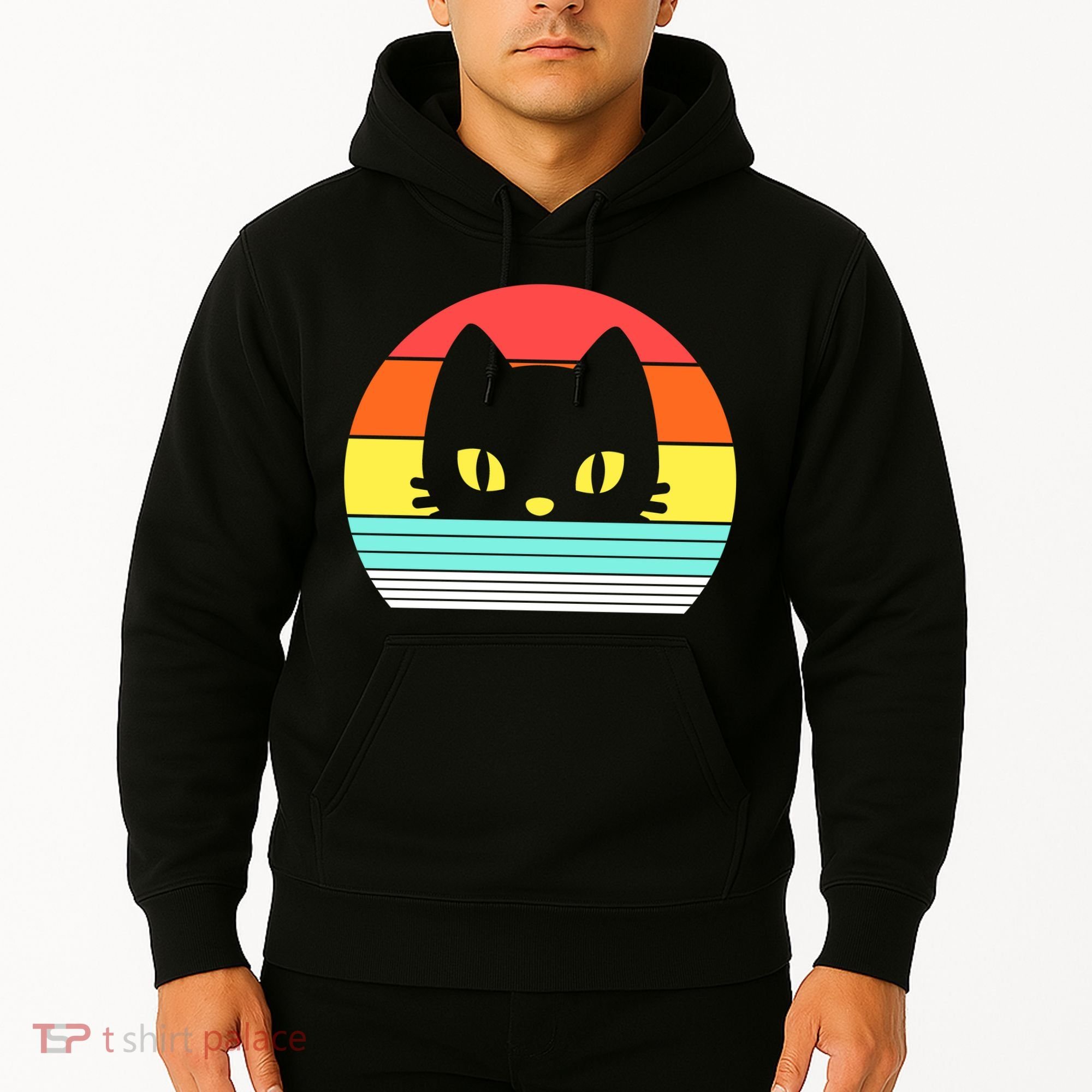 Retro Sunset Cat Hoodie