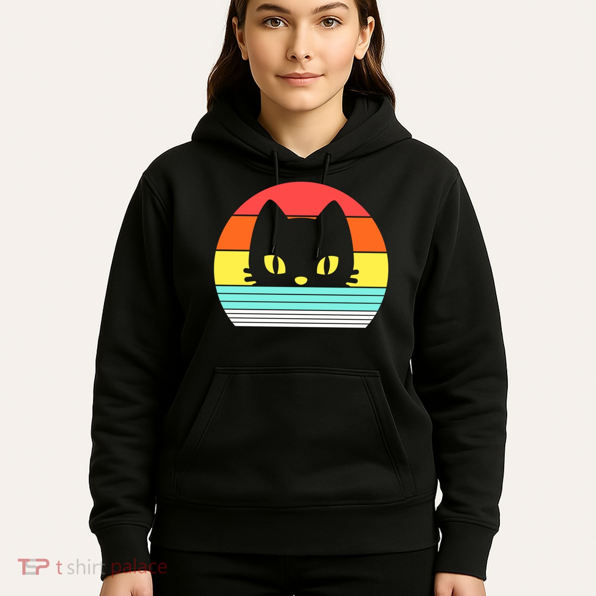Retro Sunset Cat Hoodie