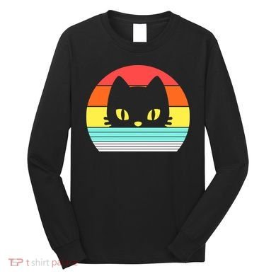 Retro Sunset Cat Long Sleeve Shirt
