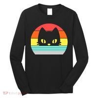 Retro Sunset Cat Long Sleeve Shirt thumb 0