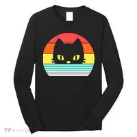 Retro Sunset Cat Long Sleeve Shirt thumb 0