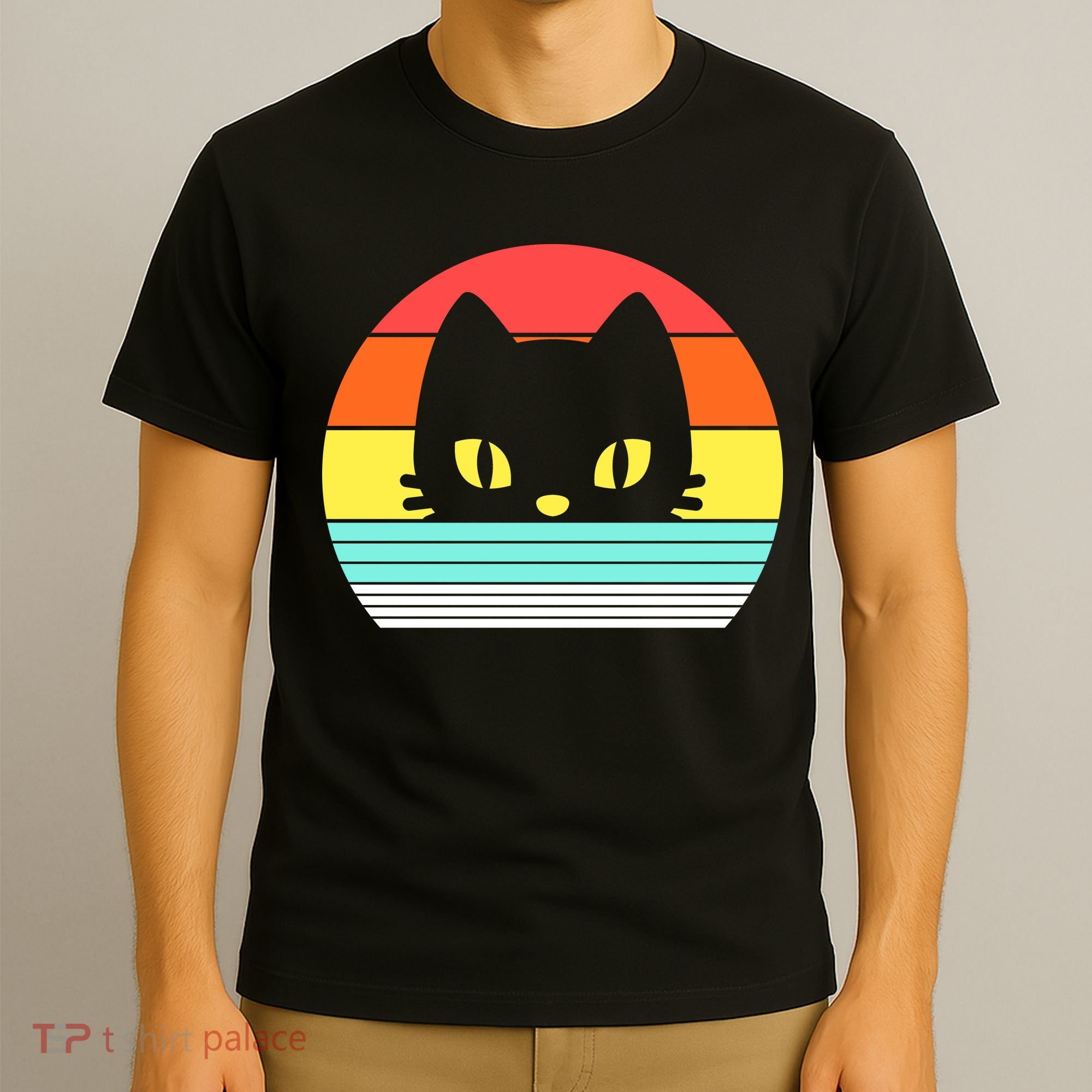 Retro Sunset Cat T-Shirt