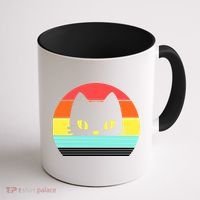 Retro Sunset Cat Coffee Mug thumb 1